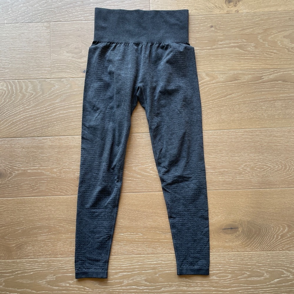 Seamless High Waist Leggings Womens Small Black Gray Butt Lift Yoga Gym Stretch